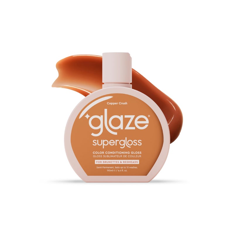 Glaze Supergloss Color Conditioning Gloss  Hydrating SemiPermanent Color Hair Gloss  Shine Boost  Color Depositing Mask  Vegan CrueltyFree  64 Fl Oz  Copper Crush  Bright Copper