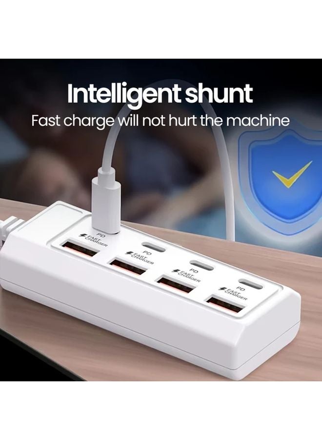 White 8 Port USB C Hub 4 USB A 4 PD 25W Fast Charging Adapter For Laptop Tablet - Image 3