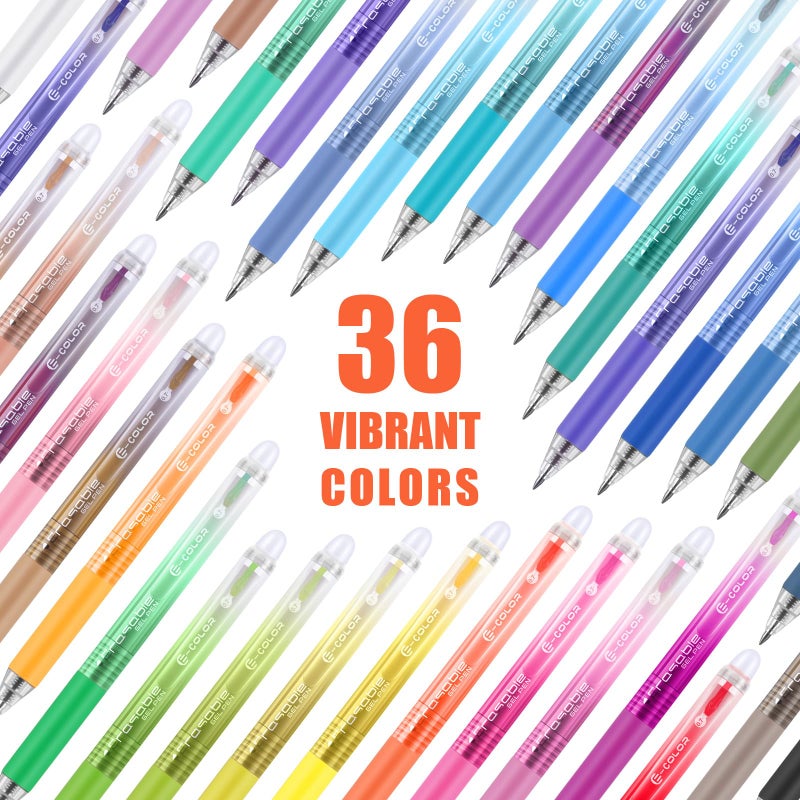 miikoul 36 Colors Erasable Gel Pens, 0.7mm Fine Point Retractable Colored Pens Make Mistakes Disappear Smooth Writing Erasable Pens Multicolor Inks for Drawing Writing Coloring Office School Supplies - Image 3