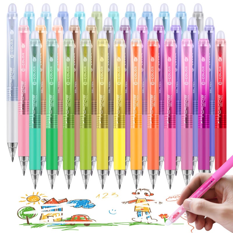 miikoul 36 Colors Erasable Gel Pens, 0.7mm Fine Point Retractable Colored Pens Make Mistakes Disappear Smooth Writing Erasable Pens Multicolor Inks for Drawing Writing Coloring Office School Supplies - Image 1