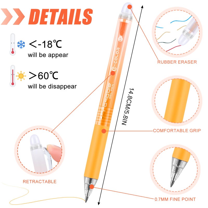 miikoul 36 Colors Erasable Gel Pens, 0.7mm Fine Point Retractable Colored Pens Make Mistakes Disappear Smooth Writing Erasable Pens Multicolor Inks for Drawing Writing Coloring Office School Supplies - Image 2