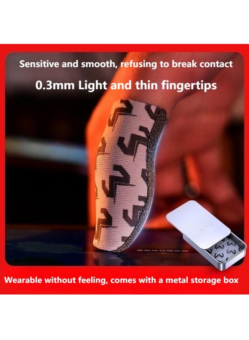2-Pack of Silver Cloth Mobile Game Finger Cots Extremely Thinmaterial Zero Contact Breathable Extremely Sensitive With Storage Box  - Image 1