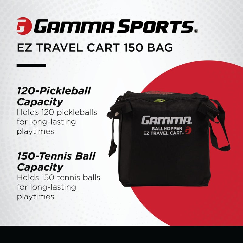 Gamma GAMMA Sports EZ Travel Cart Pro, Ball Hopper with Premium Carry Case, Holds 120 Pickleball Balls or 150 Tennis Balls, Compact Cart Bag, Tennis, Pickleball, Racquet Sports Equipment, BEZTB00 - Image 2