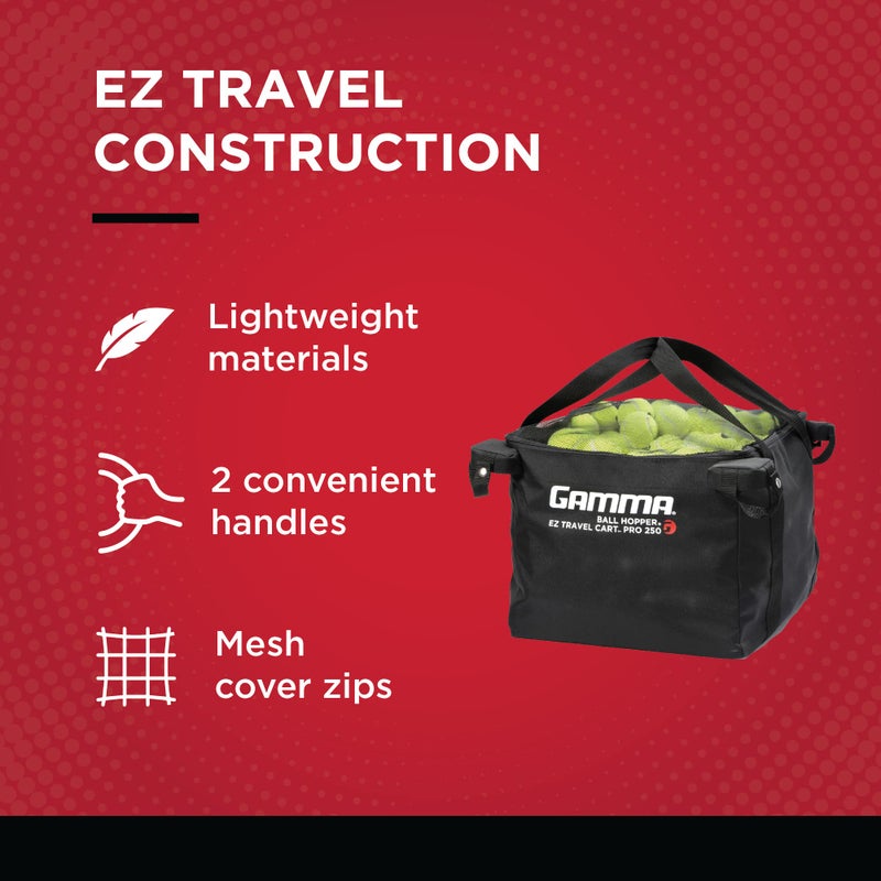 GAMMA Sports EZ Travel Cart, Tennis & Pickleball Hopper, Padel, Portable Compact Design, Sturdy Lightweight Construction, EZ Bags, 150 or 250 Capacity, Premium Carrying Case Included - Image 4