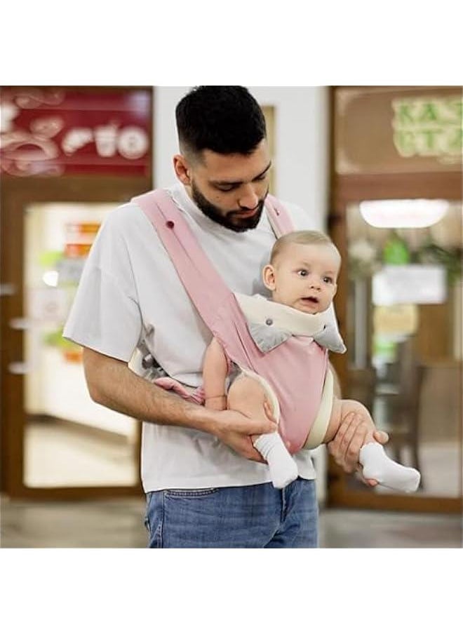 Gonice Baby Carrier Newborn to Toddler with Pocket, 4-in-1 Easy to Wear Ergonomic Adjustable Breathable Carrier Slings, Perfect for Baby Infants up to Toddler 8-33lbs（3-36Months）Toddlers - Pink  - Image 2