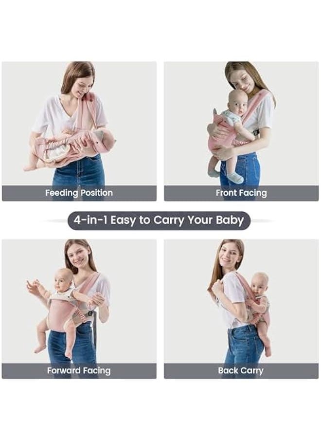 Gonice Baby Carrier Newborn to Toddler with Pocket, 4-in-1 Easy to Wear Ergonomic Adjustable Breathable Carrier Slings, Perfect for Baby Infants up to Toddler 8-33lbs（3-36Months）Toddlers - Pink  - Image 3
