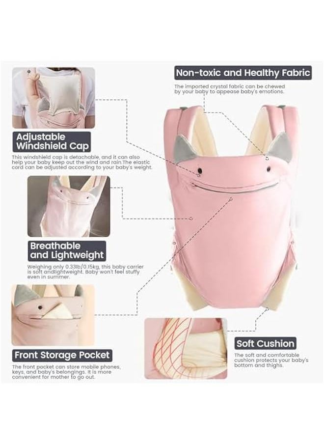 Gonice Baby Carrier Newborn to Toddler with Pocket, 4-in-1 Easy to Wear Ergonomic Adjustable Breathable Carrier Slings, Perfect for Baby Infants up to Toddler 8-33lbs（3-36Months）Toddlers - Pink  - Image 4