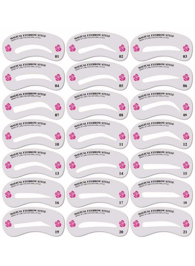 Alexvyan Eyebrow Template 21 Different Design Reusable Eyebrow Shaping Stencils Template Card Make Up Appliance Tool Brow Class Beauty Drawing Guide (6Pc Eyebrow Stencil Style - Image 1
