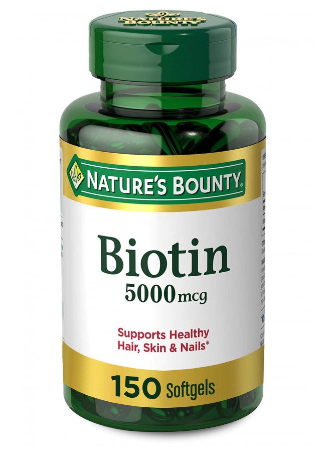 Nature's Bounty Biotin, Vitamin Supplement, Supports Metabolism for Cellular Energy and Healthy Hair, Skin, and Nails, 5000 mcg, 150 Softgels - pzsku/ZD7D59566B8DE2895A9B7Z/45/_/1727378317/830ba0c0-faaa-43a6-8e6c-252363a2f0a3