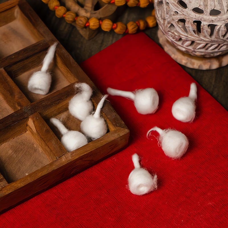 Hashcart Cotton Wicks for Puja Pooja Diya [ Assorted Color ] - Round Jyot Bati for Diwali Diya, Brass Kuber Diva, Clay Diva - Deya Bati for Akhand Jyot 100 pc, HashcartÂ® - Image 3