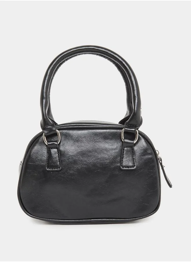 Styli Styli Plain Dual Top Handle Handbag with Zip Closure