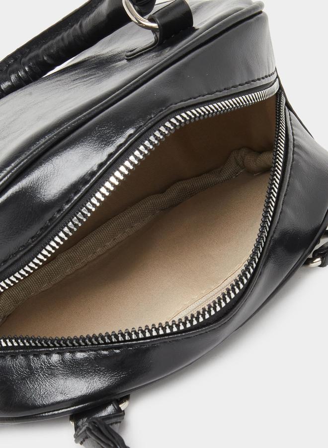 Styli Plain Dual Top Handle Handbag with Zip Closure - Image 4