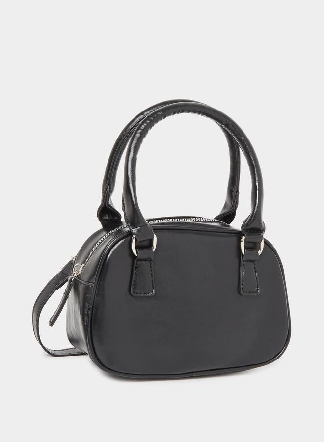 Styli Plain Dual Top Handle Handbag with Zip Closure - Image 1