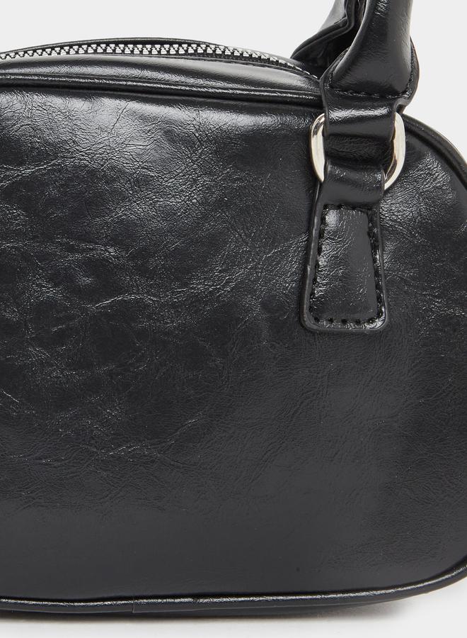 Styli Plain Dual Top Handle Handbag with Zip Closure - Image 3