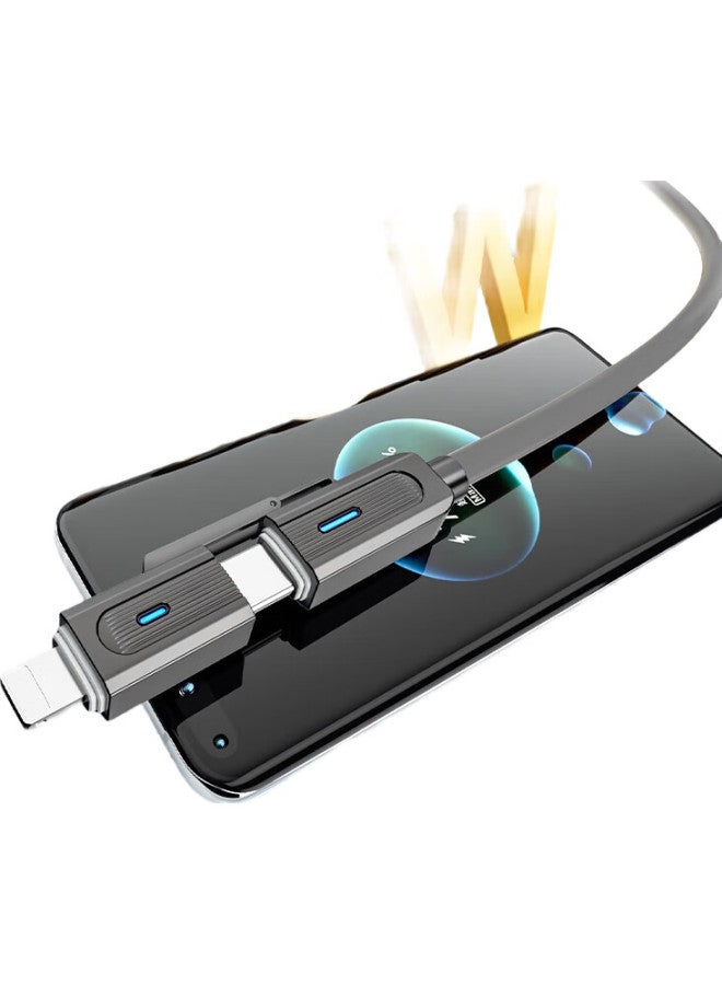 Lenvog 4-In-1 Multi-Function Data Cable Charging Line Liquid 66W Fast Charge For Iphone 16/15/14/13 Huawei Xiaomi Honor 1M Blue - Image 2