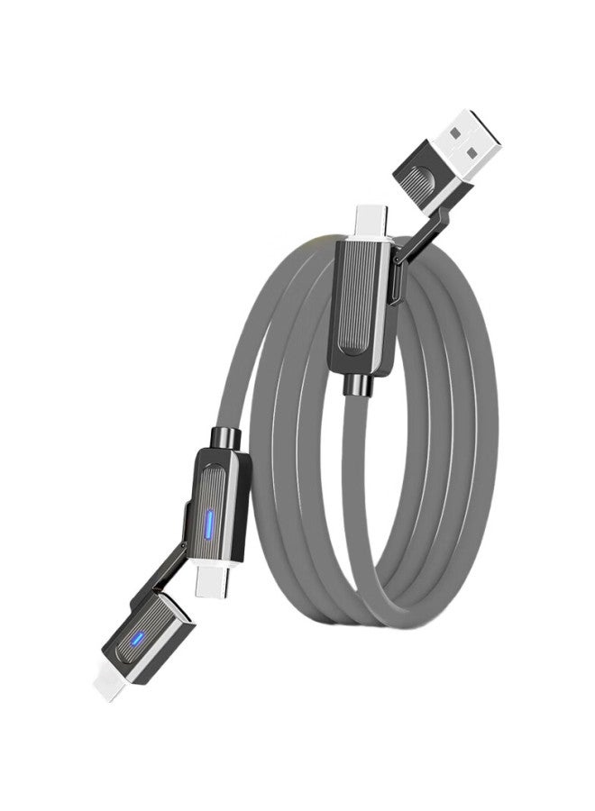 Lenvog 4-In-1 Multi-Function Data Cable Charging Line Liquid 66W Fast Charge For Iphone 16/15/14/13 Huawei Xiaomi Honor 1M Blue - Image 3