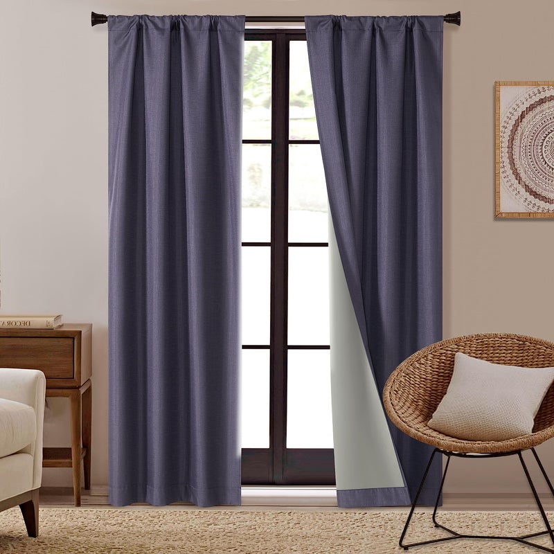 Dearfoams Energy Efficient Total Blackout Curtain Window Panel Set of 2  37"" x 95"" Navy - Image 1