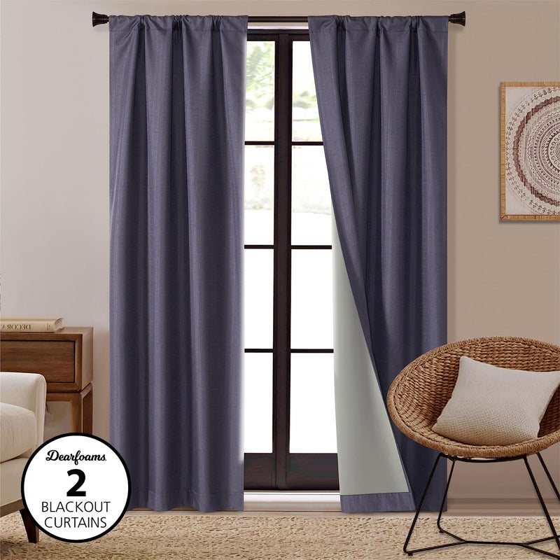 Dearfoams Energy Efficient Total Blackout Curtain Window Panel Set of 2  37"" x 95"" Navy - Image 2