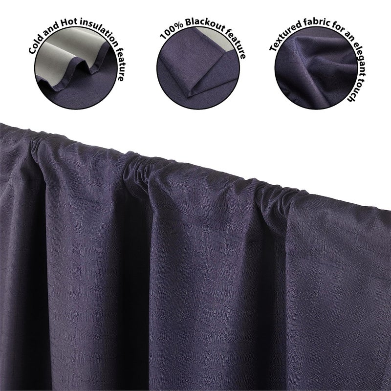 Dearfoams Energy Efficient Total Blackout Curtain Window Panel Set of 2  37"" x 95"" Navy - Image 3