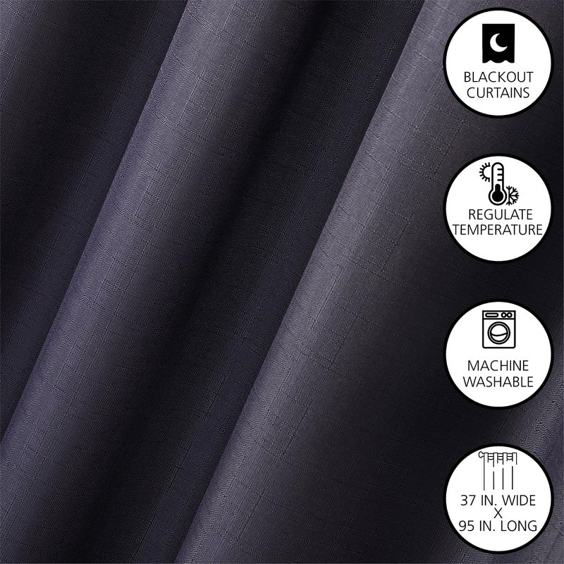 Dearfoams Energy Efficient Total Blackout Curtain Window Panel Set of 2  37"" x 95"" Navy - Image 4
