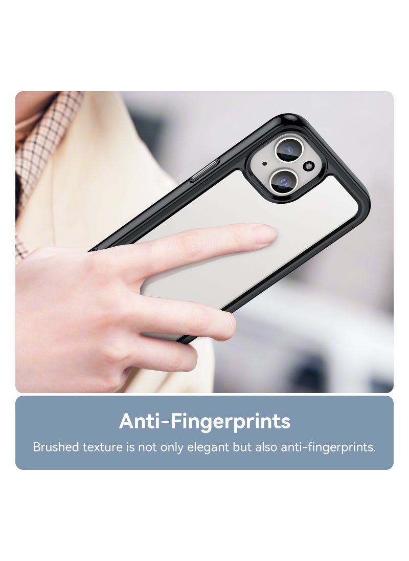 Youque - Anti-Scratch Shockproof Series Clear Hard Acrylic and TPU Bumper Protective Cover Case for Apple iPhone 15 - Black - Image 1