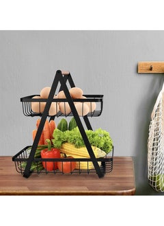 Arabest 2-Tier Countertop Fruit Basket Storage, Vegetable Rack Bread Display Stand for Kitchen, Black  - Image 4