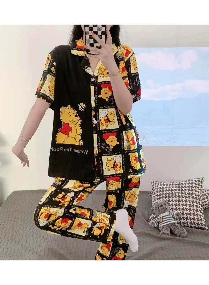 DubaiGallery مجموعة بيجاما نسائية مكونة من قطعتين علوية وسفلية