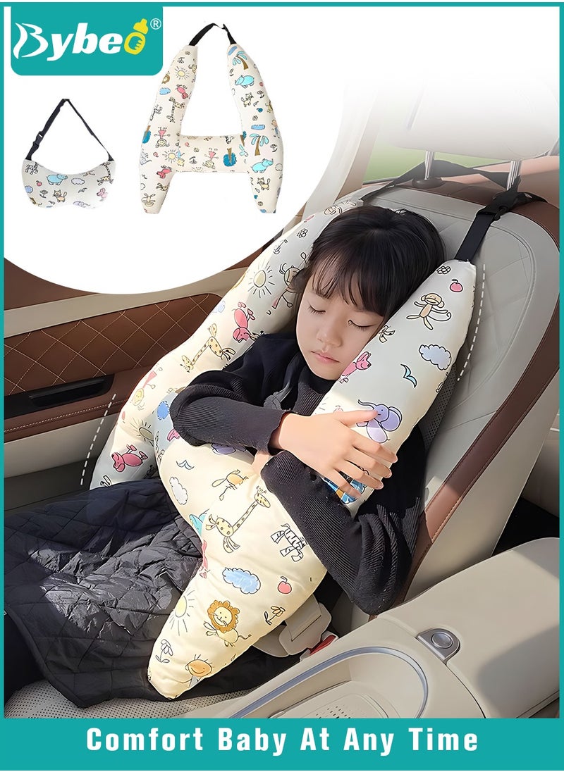 Bybeo H-Shape Car Seat Pillow, Kids Car Sleeping Pillow with Head and Body Support, Toddlers Car Travel Pillows for Long-Distance Travel, Soft Travel Pillow for Children Sleeping  - Image 1