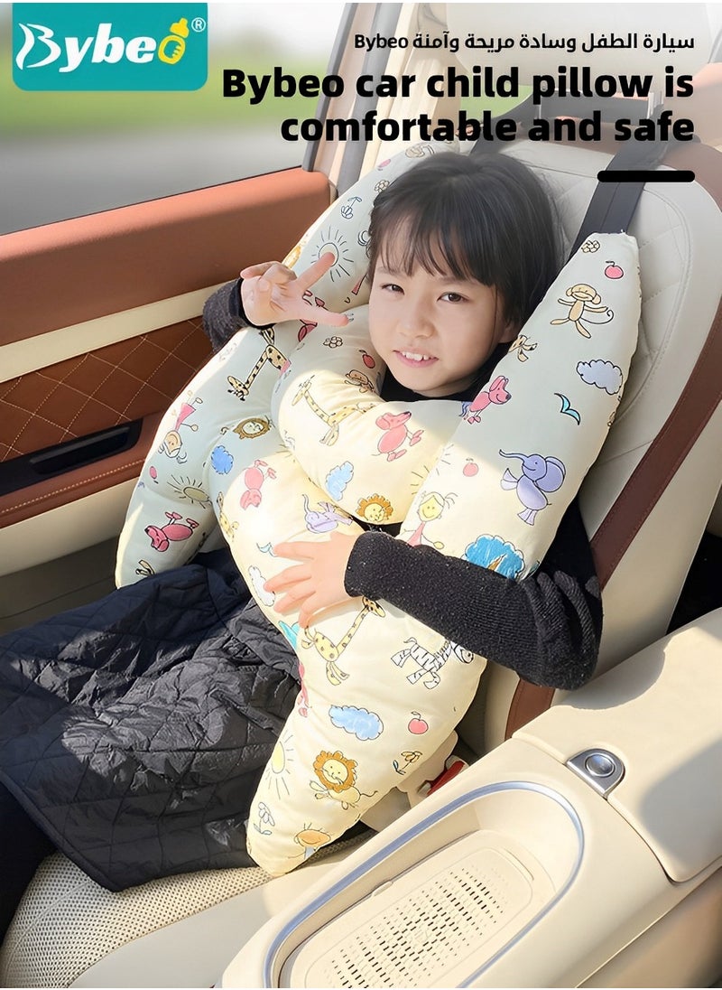 Bybeo H-Shape Car Seat Pillow, Kids Car Sleeping Pillow with Head and Body Support, Toddlers Car Travel Pillows for Long-Distance Travel, Soft Travel Pillow for Children Sleeping  - Image 2