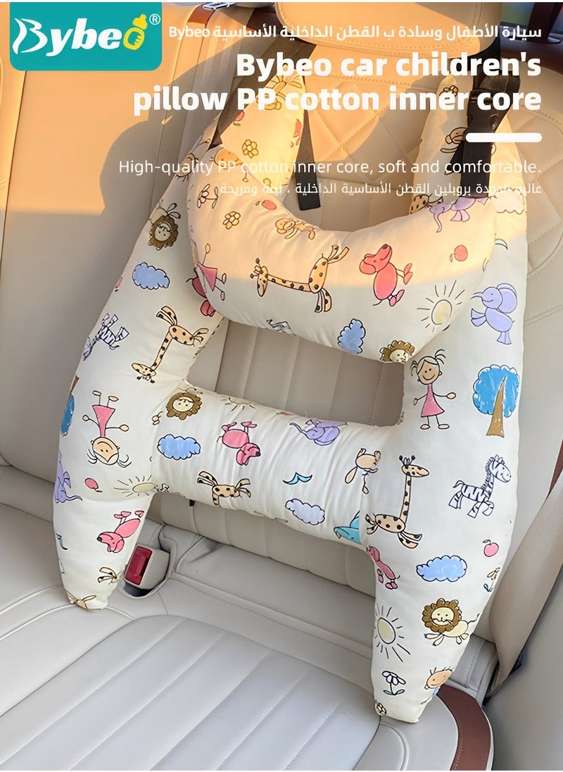 Bybeo H-Shape Car Seat Pillow, Kids Car Sleeping Pillow with Head and Body Support, Toddlers Car Travel Pillows for Long-Distance Travel, Soft Travel Pillow for Children Sleeping  - Image 4