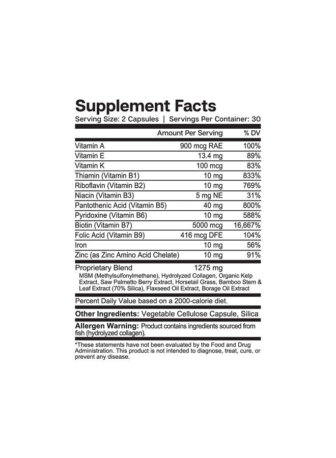 Essential Elements Hair Hero - Broad-Spectrum Hair Formula - Healthy Hair, Skin, and Nails - 5000 mcg Biotin 30 Day Supply (2-Pack) - Image 5