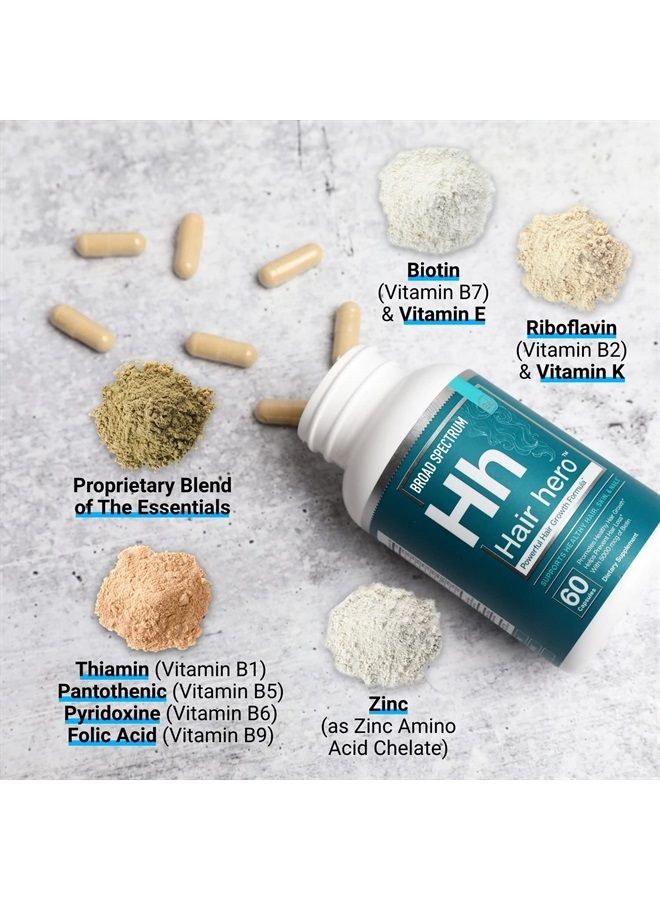 Essential Elements Hair Hero - Broad-Spectrum Hair Formula - Healthy Hair, Skin, and Nails - 5000 mcg Biotin 30 Day Supply (2-Pack) - Image 3