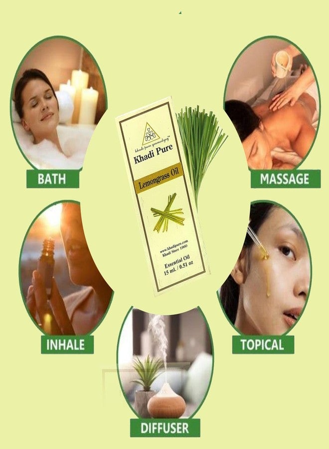 Khadi Pure Lemongrass and Nutmeg Essential Oil Combo Pack of 2 - 30 ml Total | Refreshing and Warming Blend | Helps Uplift Mood and Soothe Skin | For Skin, Hair, and Wellness Use - Image 4