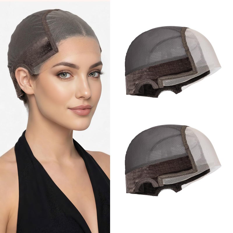 Dansama Wig Grip Cap for Women, 2 Pack Glueless Lace Wig Cap with Adjustable Non-Slip Band, Secure & Breathable for Lace Front Wigs (Brown) - Image 1