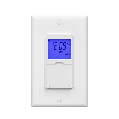 BN-LINK 7 Day Programmable in-Wall Timer Switch for Lights, Digital Light Switch Timer Indoor, Single Pole and 3 Way (Compatible with SPDT) Both Use, Neutral Wire Required, Blue Backlight, ETL Listed - Image 1