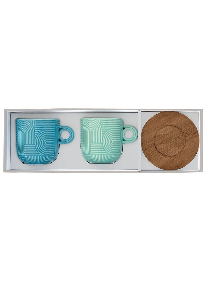 Easy Life 2-Piece Take a Loop Dishwasher Safe Cup and Saucer Set Blue and Green 250 ml R1781#TLO1  - Image 4