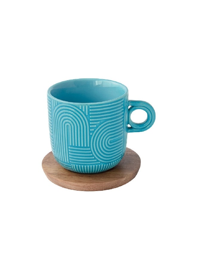 Easy Life 2-Piece Take a Loop Dishwasher Safe Cup and Saucer Set Blue and Green 250 ml R1781#TLO1  - Image 2