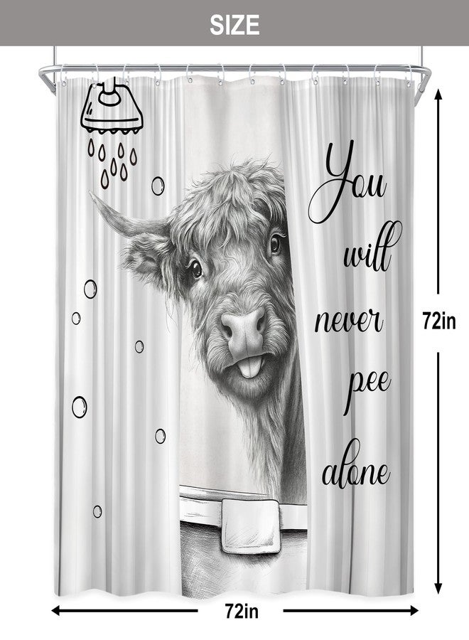 Newsely Funny Highland Cow Shower Curtain 72Wx72L Inch Black and White Rustic Farmhouse Cute Bubbles in the Bathtub Children Bathroom Set Humorous Waterproof Bath Decoration Accessories Home Decor - Image 5