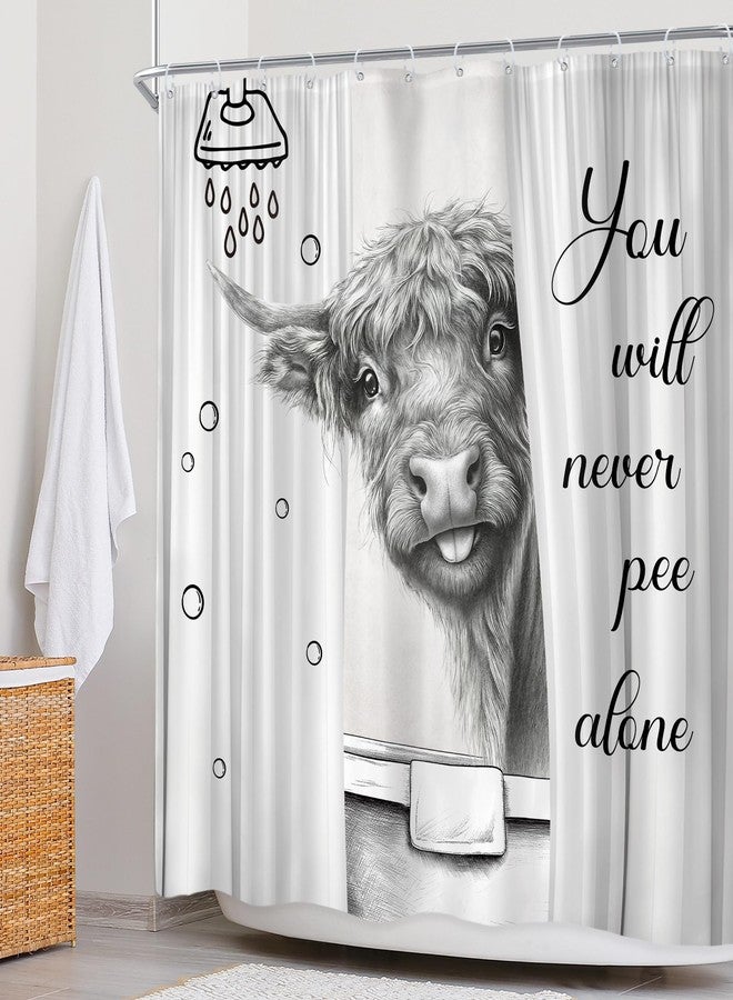 Newsely Funny Highland Cow Shower Curtain 72Wx72L Inch Black and White Rustic Farmhouse Cute Bubbles in the Bathtub Children Bathroom Set Humorous Waterproof Bath Decoration Accessories Home Decor - Image 3
