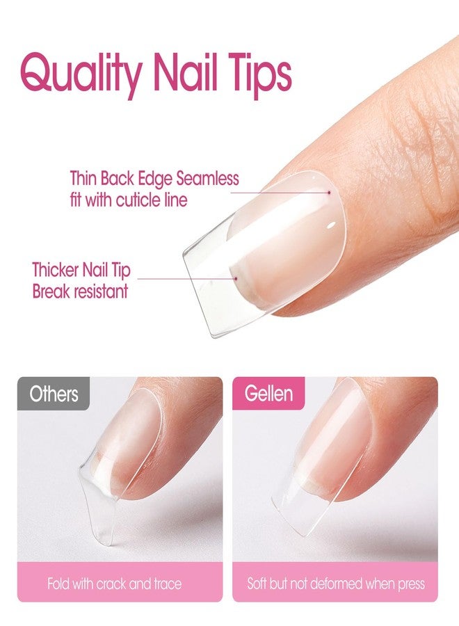 Gellen Short Square Nail Tips, 504Pcs Half Matte Full Cover Nail Tips Pre-shape Gel Nail Tips Acrylic False Press on Nails for Nail Extension Nail Art DIY Salon 12 Sizes - Image 3