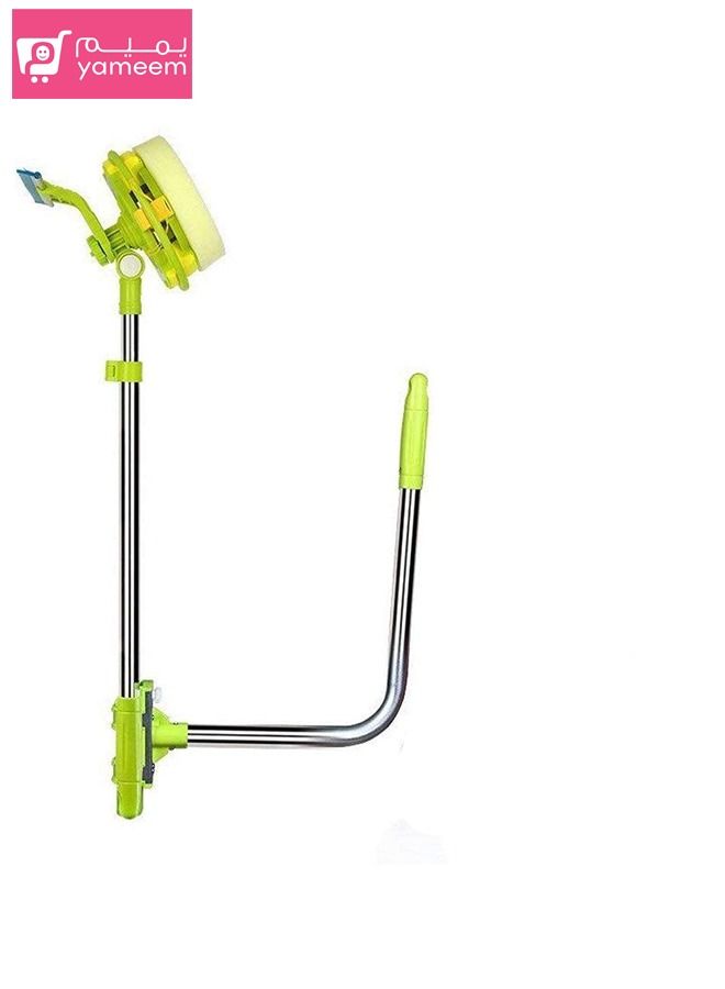 ياميم منظف النوافذ التلسكوبي مجموعة أدوات تنظيف الزجاج ذات الوجهين لتمديد رأس الغسيل بعمود وممسحات وإسفنج - Image 4