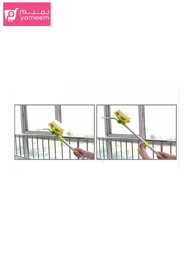 ياميم منظف النوافذ التلسكوبي مجموعة أدوات تنظيف الزجاج ذات الوجهين لتمديد رأس الغسيل بعمود وممسحات وإسفنج - Image 5