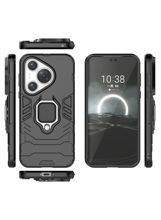 زبون جراب لهاتف Huawei Pura 70 Pro / Pura 70 Pro+ جراب هاتف مقاوم للصدمات مصنوع من مادة البولي يوريثان الحراري + حامل - Image 3