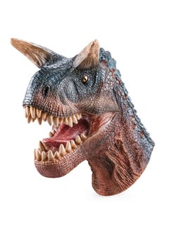 Custom Hand Puppet Head Toy Children Interactive Simulation Dinosaur Animal Gloves Sound Vinyl Toy Model Cross Border-Color:Horn Dragon-[Bag + Elevator]]