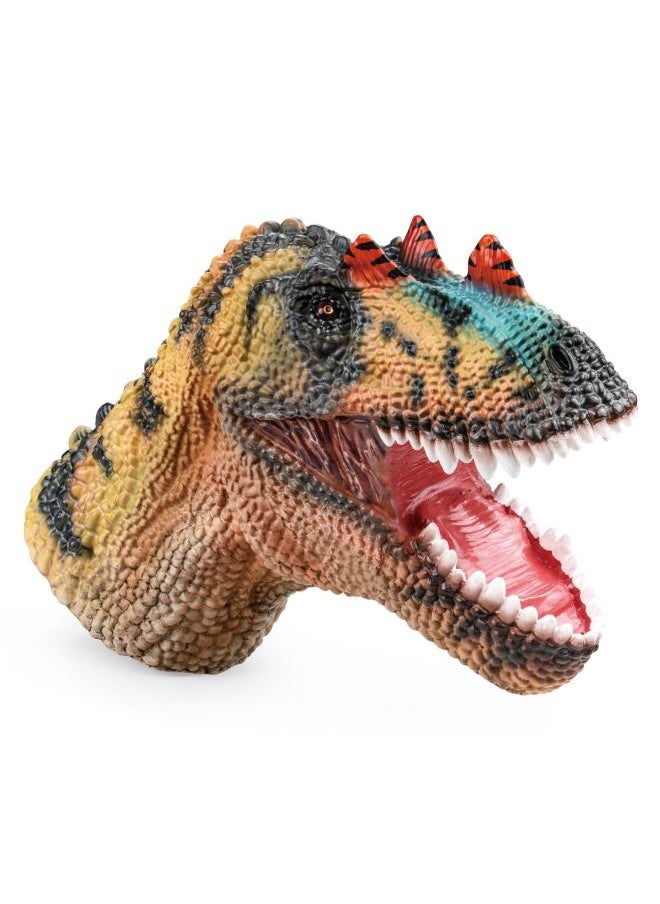Generic - Custom Hand Puppet Head Toy Children Interactive Simulation Dinosaur Animal Gloves Sound Vinyl Toy Model Cross Border-Color:Horn Dragon-[Bag + Elevator]] - Image 1