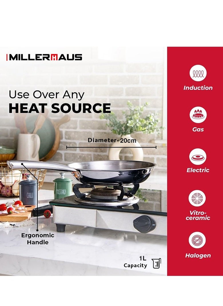 MILLERHAUS Millerhaus Tri-Ply Frypan 20cm Stainless Steel  - Image 2