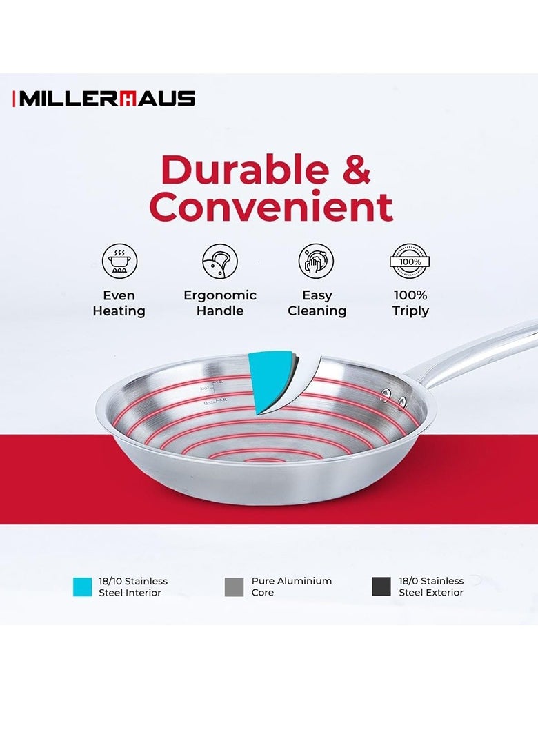 MILLERHAUS Millerhaus Tri-Ply Frypan 20cm Stainless Steel  - Image 4