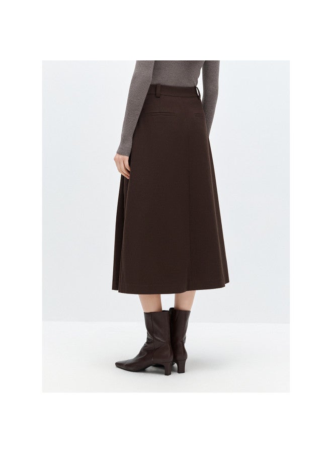 Waxbird A-line Long Skirt] Winter Women's Mid-length High-waist Pleated Skirt Season Commuter Loose A-line Skirt Multi-color - Image 4