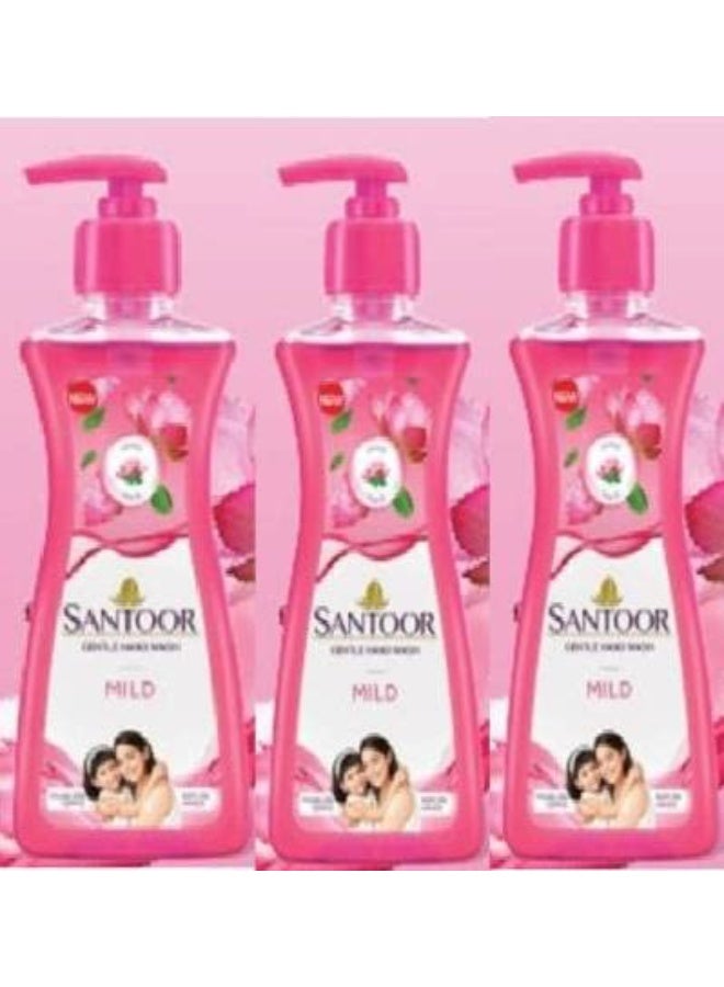 santoor Gentle hand wash mild Hand Wash Pump Dispenser (3 x 200 ml) - Image 1