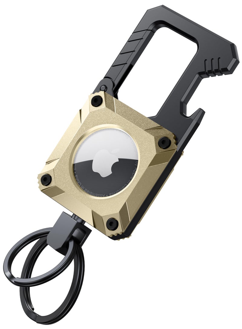 ExtreLife Air Tag Keychain with Carabiner, Heavy Duty Keychain Bottle Opener, Waterproof, Scratch Resistant,Secure Lock, Protective for AirTag Keychains Accessory for Keys, Pets, Luggage, & More -Champagne Gold - Image 1